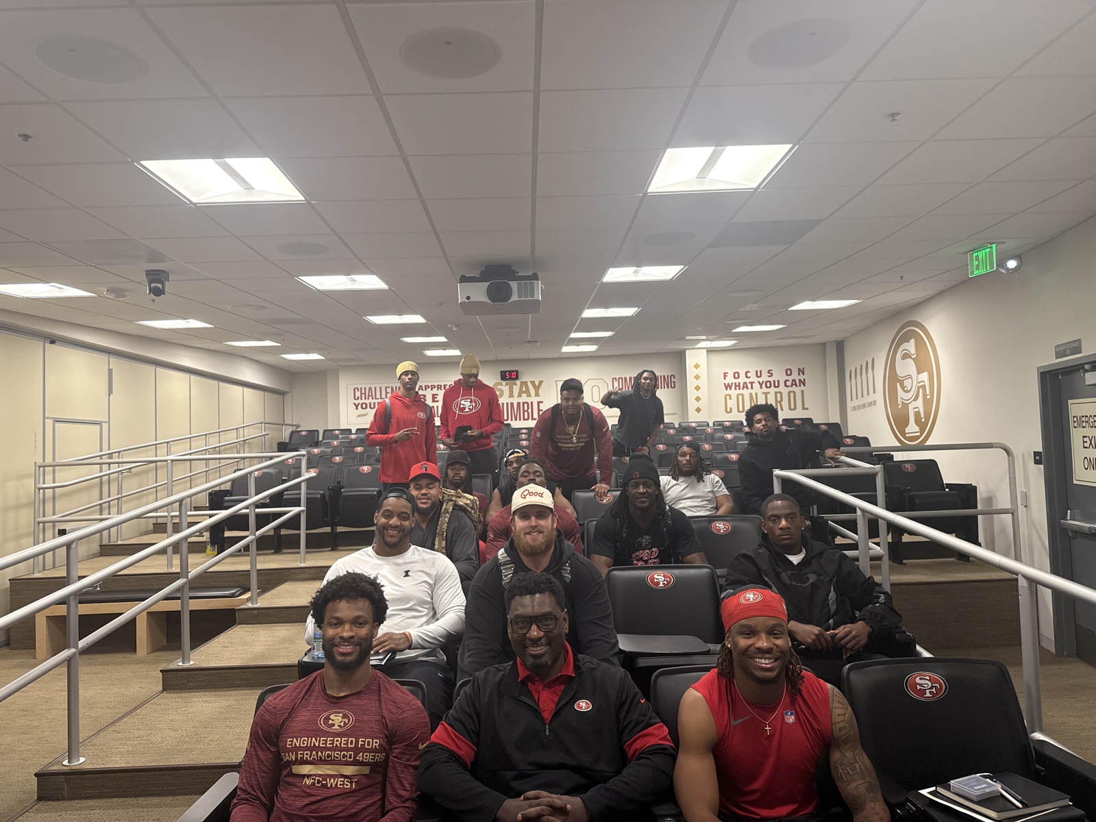 Freddie Scott II with an NFL rookie class after a My Mission Matters session